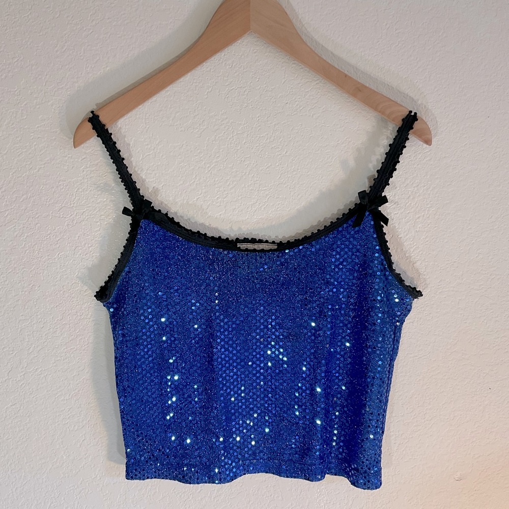Paper Doll Productions Sparkle Tank: Blue Sequins: Size S